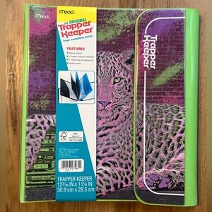 Mead Trapper Keeper Neon Leopard Graphic Binder NWT 80s 90s Throwback